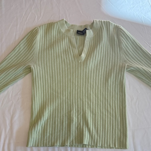 Vintage Massimo Green Ribbed 3/4 Sleeve V Neck Sweater Y24 - Picture 6 of 9